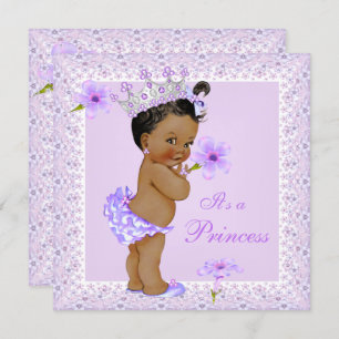 Lavender Princess Baby shower African American Kaart