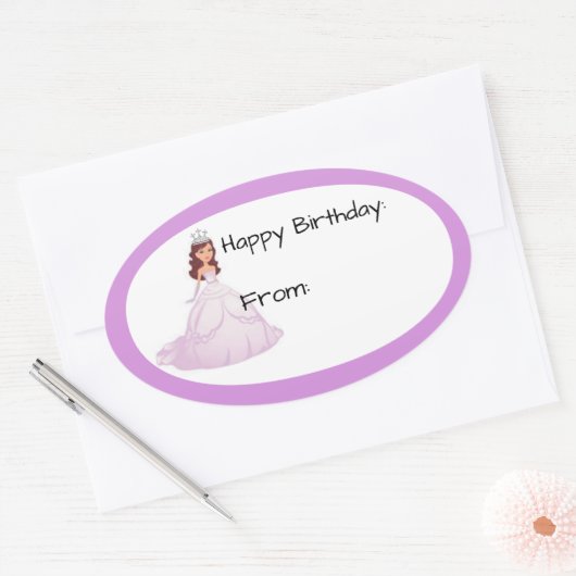Lavender Princess Birthday Gift Label Sticker (Envelop)