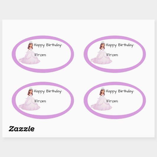 Lavender Princess Birthday Gift Label Sticker (Vel)
