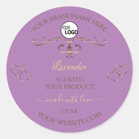 Lavender Product Label Gold  hart Voeg Logo toe (Voorkant)