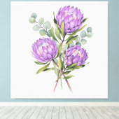 Lavender Protea Botanical Watercolor Canvas Afdruk (Insitu (Houten vloer))