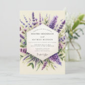 Lavender Provençal Flora Wedding Kaart (Staand voorkant)