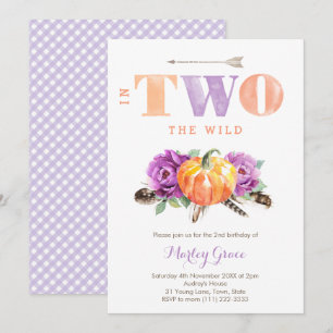 Lavender Pumpkin Boho Girl 2e verjaardag Kaart