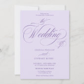 Lavender Purple all in one calligraphy wedding Kaart (Voorkant)