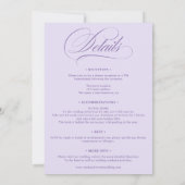 Lavender Purple all in one calligraphy wedding Kaart (Achterkant)