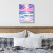 Lavender Purple Beach Sunset Watercolor Canvas Afdruk (Insitu (Slaapkamer))