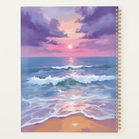 Lavender Purple Beach Sunset Watercolor Planner (Achterkant)