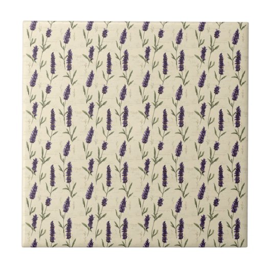 Lavender Purple Beige Botanical Floral Kitchen Tegeltje (Voorkant)