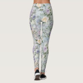 Lavender Purple Cream Romantic Floral Leggings (Achterkant)