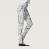 Lavender Purple Cream Romantic Floral Leggings (Rechts)