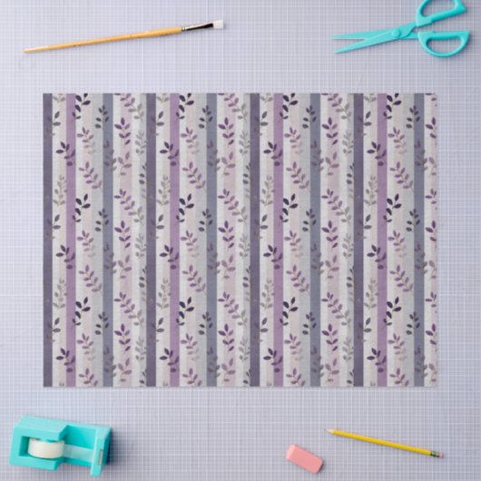Lavender Purple Floral Botanical Stripes Birthday  Tissuepapier (Craft)