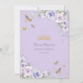 Lavender Purple Floral Butterflies Quinceañera 16 Kaart (Achterkant)