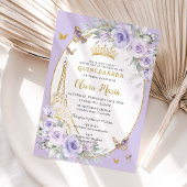 Lavender Purple Floral Butterflies Quinceañera 16 Kaart
