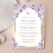 Lavender Purple Floral Gold Arch Butterfly Wedding Acryl Uitnodigingen
