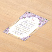 Lavender Purple Floral Gold Arch Butterfly Wedding Acryl Uitnodigingen (Laagn)