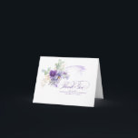 Lavender Purple Flowers Botanical Elegant Wedding Bedankkaart<br><div class="desc">Botanical boho lavender purple flowers and gold greenery wedding thank you cards</div>