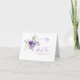 Lavender Purple Flowers Botanical Elegant Wedding Bedankkaart