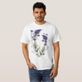 Lavender Purple Flowers Herb Field Botanical Stems T-shirt (Voorkant volledig)
