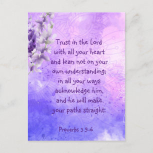 Lavender Purple Garden Flower Bible Scripting  Briefkaart