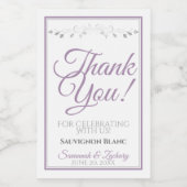 Lavender Purple & Gray Wedding Thank You Mini Wijn Etiket (Enkel label)