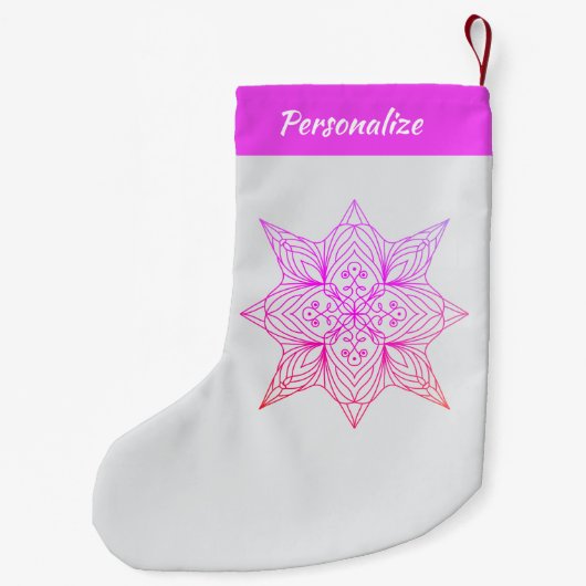 Lavender Purple Mandala Personalized Christmas Kleine Kerstsok (Achterkant)