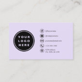 Lavender Purple Minimalist Photo with QR Code Visitekaartje (Achterkant)