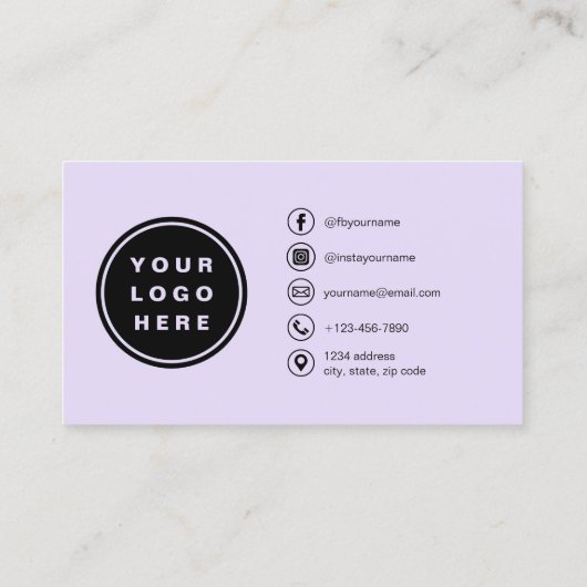 Lavender Purple Minimalist Photo with QR Code Visitekaartje (Achterkant)