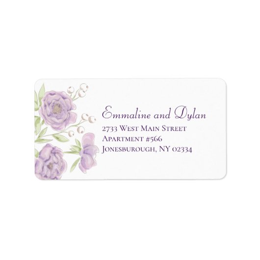 Lavender Purple Rose Wedding Address Labels (Voorkant)