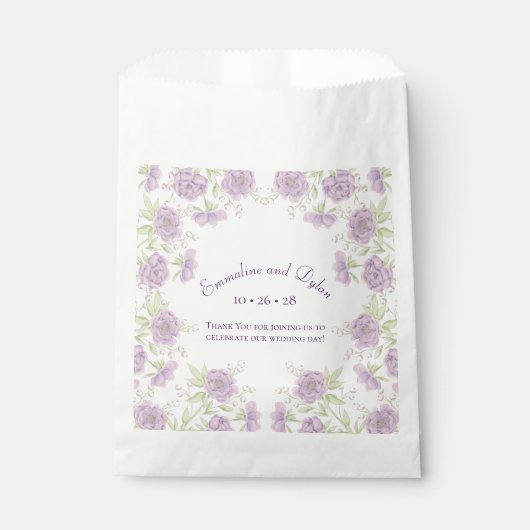 Lavender Purple Rose Wedding Bedankzakje (Voorkant)