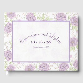 Lavender Purple Rose Wedding Gastenboek