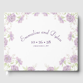 Lavender Purple Rose Wedding Gastenboek