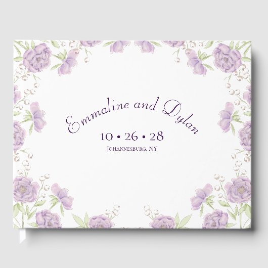 Lavender Purple Rose Wedding Gastenboek (Voorkant)