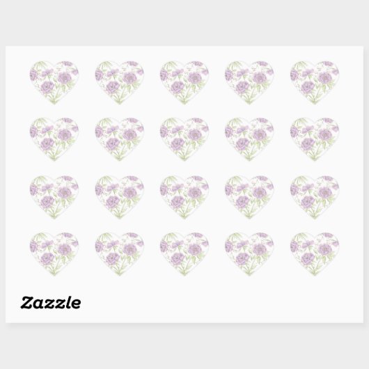 Lavender Purple Rose Wedding Hart Sticker (Vel)