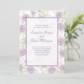 Lavender Purple Rose Wedding Kaart (Staand voorkant)
