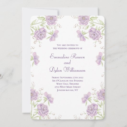 Lavender Purple Rose Wedding Kaart (Voorkant)