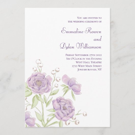 Lavender Purple Rose Wedding Kaart (Voorkant)