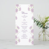 Lavender Purple Rose Wedding Menus Menu (Staand voorkant)