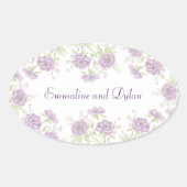 Lavender Purple Rose Wedding Ovale Sticker (Voorkant)