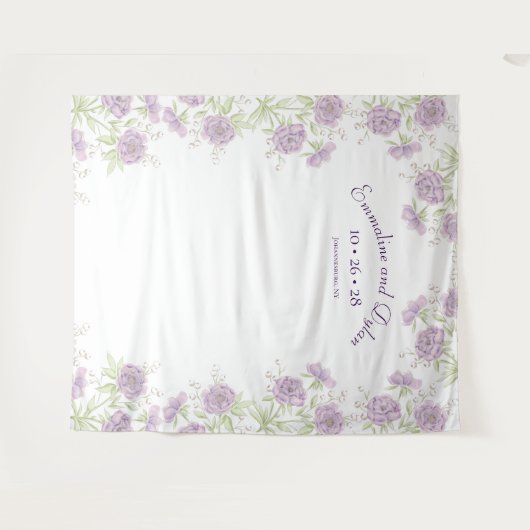 Lavender Purple Rose Wedding Photo Backdrop Wandkleed (Voorkant (horizontaal))