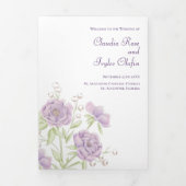 Lavender Purple Rose Wedding Programs Drieluik Programma (Cover)