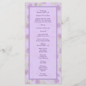 Lavender Purple Rose Wedding Programs Menu (Achterkant)