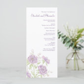 Lavender Purple Rose Wedding Programs Menu (Staand voorkant)