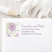 Lavender Purple Rose Wedding Return Address Labels (Insitu)