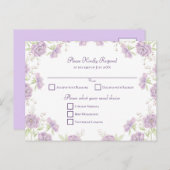 Lavender Purple Rose Wedding RSVP Feestdagenkaart (Voorkant / Achterkant)