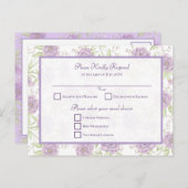 Lavender Purple Rose Wedding RSVP Feestdagenkaart (Voorkant / Achterkant)