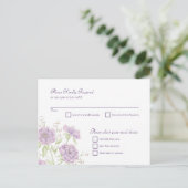 Lavender Purple Rose Wedding RSVP Reply Feestdagenkaart (Staand voorkant)