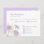 Lavender Purple Rose Wedding RSVP Reply Feestdagenkaart (Voorkant / Achterkant)