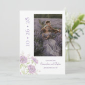 Lavender Purple Rose Wedding Save the Date Kaart (Staand voorkant)