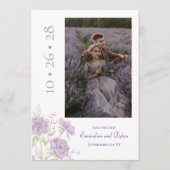 Lavender Purple Rose Wedding Save the Date Kaart (Voorkant)