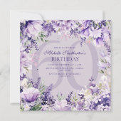 Lavender Purple Watercolor Floral Age Birthday Kaart (Voorkant)
